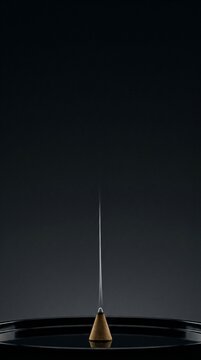 Moxibustion Therapy Focus: Burning Moxa Cone with Smoke Stream on Black Lacquer