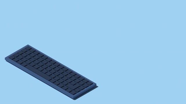 3D isometric computer keyboard animation. Modern computer keyboard. Computer hardware components. Isometric technology. 4K video animated in isometric style
