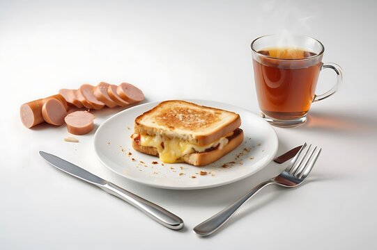Easy homemade toasted sandwich with melted cheese prepared for a quick snack or light meal.