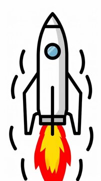 Simple line art rocket ship ready for launch.