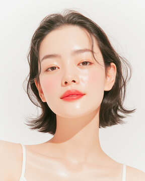 美容, 女性, スキンケア, 化粧品, ビューティー, 若い女性, 美肌, 日本人, アジア人, フェイシャル, メイク, 美容液, 保湿, クリーム, エイジングケア, 美容医療, エステ, 美容クリニック, 肌ケア, ナチュラルメイク, 透明感, ツヤ肌, モデル, 笑顔, ポートレート, クローズアップ, リラックス, 癒し, 健康的, 美白, コラーゲン, ヒアルロン酸, アンチエイジング