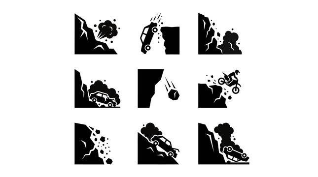 Black and white motorcycle racing icons.
