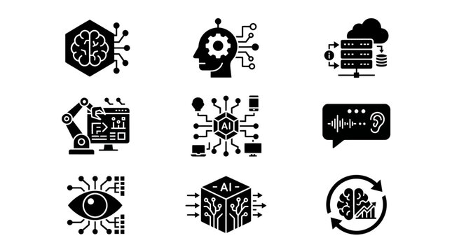 Technology icons for business communication.