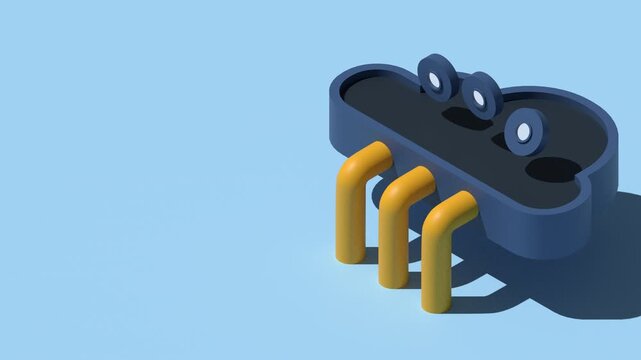 3D isometric cloud computing animation. Cloud technology concept. Web hosting concept. Isometric technology. 4K video animated in isometric style
