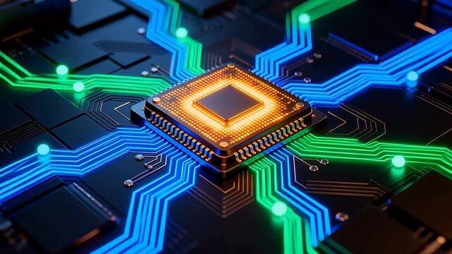Microchip with glowing circuitry