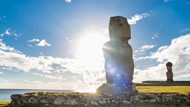 Easter Island, Moais Tahai Archaeological Complex, Rapa Nui National Park, Chile.