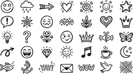 Fototapeta premium fun cute line icons set for kids or social media posts