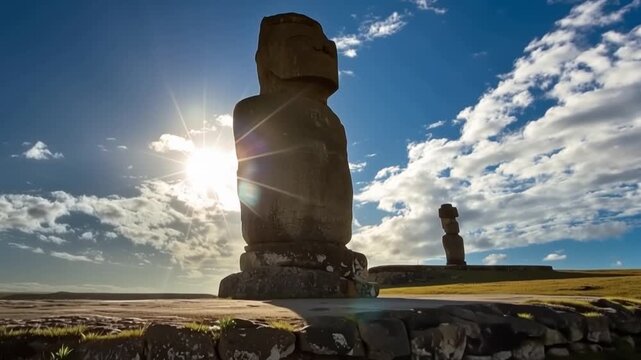 Easter Island, Moais Tahai Archaeological Complex, Rapa Nui National Park, Chile.