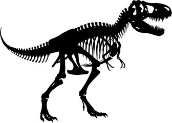 T Rex Skeleton Silhouette Vector Illustration , Dinosaur Silhouette Element , Transparent Background © Hikmat Studios