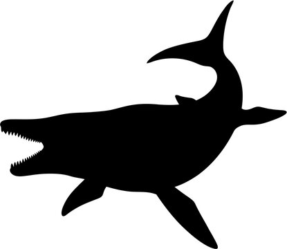 Mosasaurus Silhouette Vector Illustration , Dinosaur Silhouette Element , Transparent Background