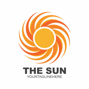 This warm and vibrant sun icon features spiraling rays in a bright color palette, symbolizing positivity and energy, perfect for various creative projects or branding.