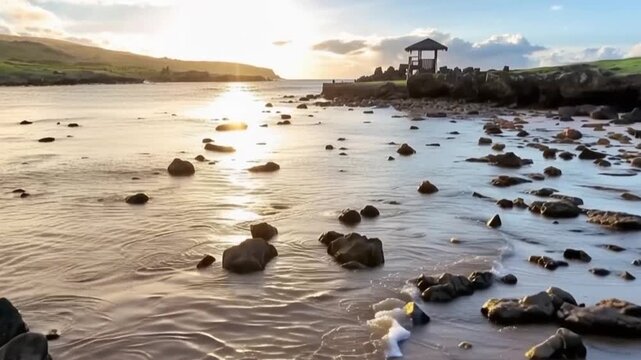 Anakena Beach on Easter Island, Rapa Nui in Chile