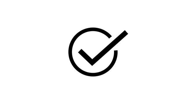 Chick mark animation on circle. tick mark symbol Check mark icon. check mark animation motion. Animated tick mark icon with circle loading animation