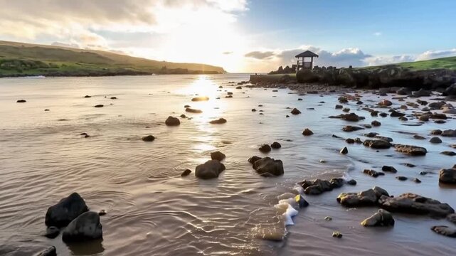 Anakena Beach on Easter Island, Rapa Nui in Chile