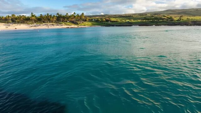 Anakena Beach on Easter Island, Rapa Nui in Chile