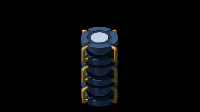 3D isometric cloud database animation. Cloud computing and file cloud storage. Big data storage technology. Isometric technology. Transparent background with alpha channel
