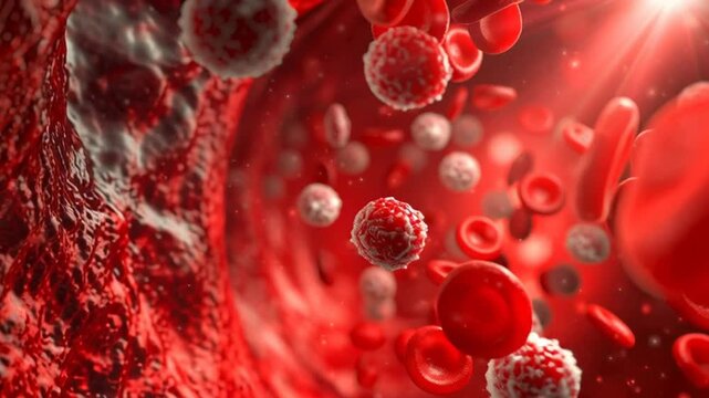 Viral infection inside a blood vessel.
