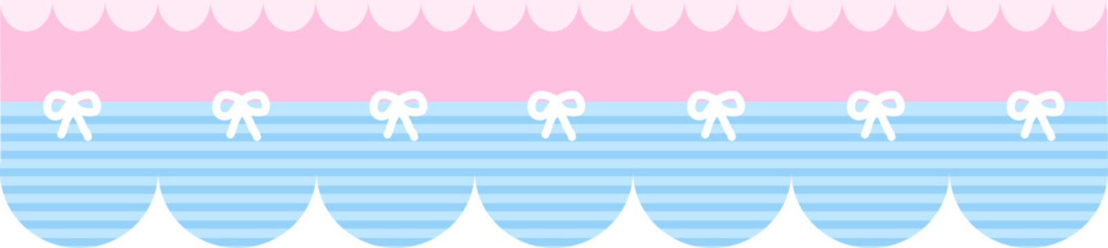 Cute Kawaii Border Pink and Blue with stripes pattern and bow