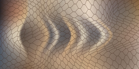 Abstract fish scale mesh net on luxury wavy gradient background © Yunuz