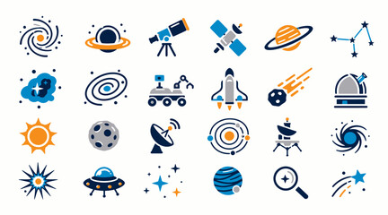 Colorful Space and Astronomy Icon Collection. © bay