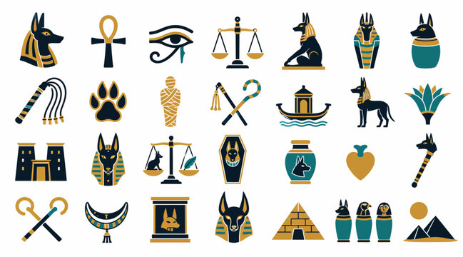 Ancient Egyptian Symbols and Icons Collection.