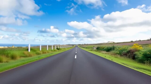 Road in Easter Island, Rapa Nui. Chile.