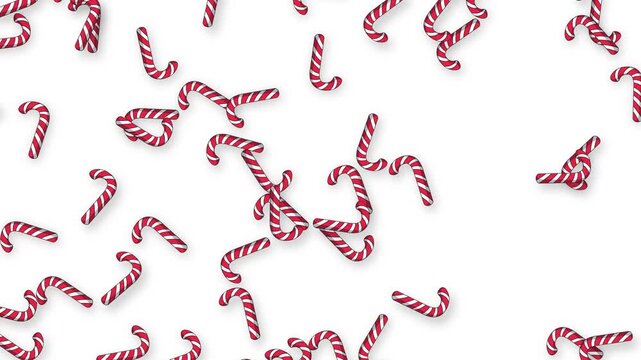 Falling Red and White Candy Canes on Plain White Background