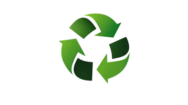 Recycle logo designed with three rotating green arrows symbolizes the continuous process of waste reduction and environmental conservation for global sustainability.