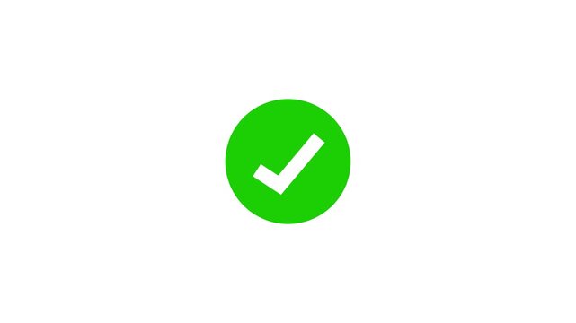 Green circle with a white checkmark on a white background tick correct