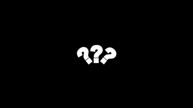 Three white question marks in a cluster on a black background Keywords: question mark, question, symbol, confusion, uncertainty, unknown, query, inquiry, doubt, perplexity, enigma, mystery