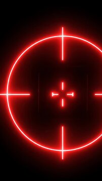 Glowing red crosshair target on black background.