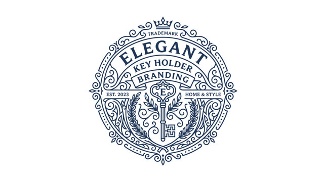 Elegant Key Holder Branding Logo Design - Vintage Style Emblem