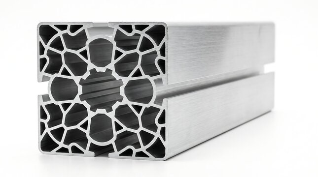 Cross section of industrial aluminum extrusion profile mounting rail