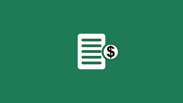 White Document Icon with Dollar Sign on Green Background paper bill