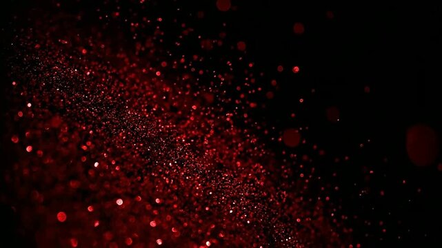 Red Sparkling Particles Moving on Black Background for Visual Effects