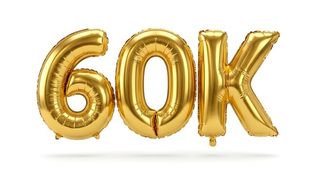 Golden foil 60k foil balloon number