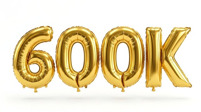 Golden foil 600k number balloons celebration