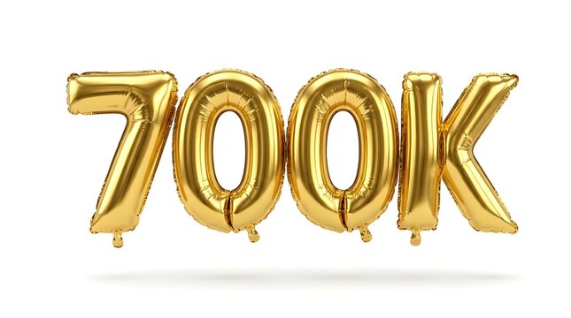 Golden foil number 700k balloons celebration