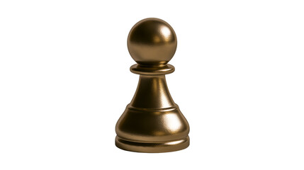 Shiny metallic gold chess pawn piece, isolated on transparent background © Andrej