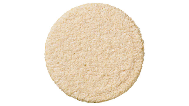Round plain biscuit base with porous texture, isolated on transparent background