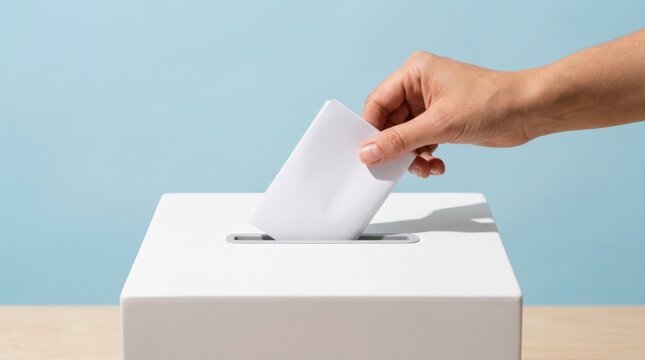 Minimal Ballot Box on Blue Background