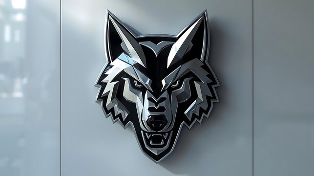 Metallic wolf profile emblem design