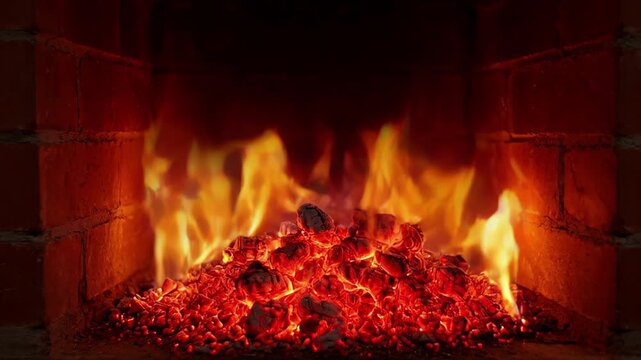 Cozy indoor fireplace fire burning glowing ember brick hearth warm orange flame heat traditional comfort smoke glow warmth safety red yellow energy fireplace fire burning brick hearth hot flame ember