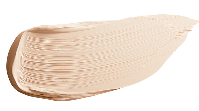Creamy beige foundation makeup swatch, isolated on transparent background