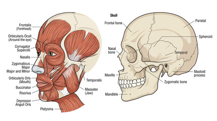 Human Skull Anatomy: Muscles and Bone Structure © Erlin