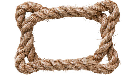 Thick braided natural fiber rope forming a rectangular frame, isolated on transparent background © Andrej