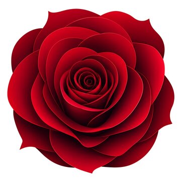 Top view vector illustration of a blooming red rose flower isolated on a white background