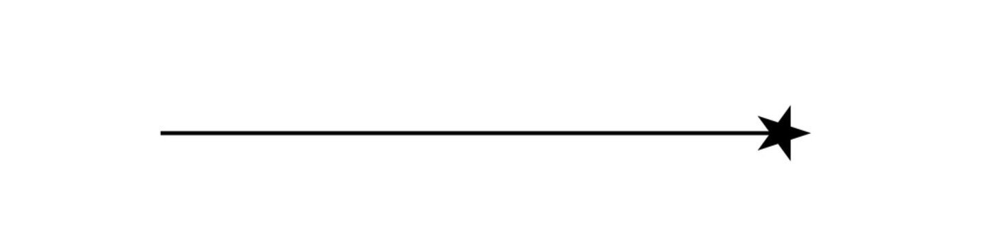 A simple graphic element representing a starburst at the end of a straight line