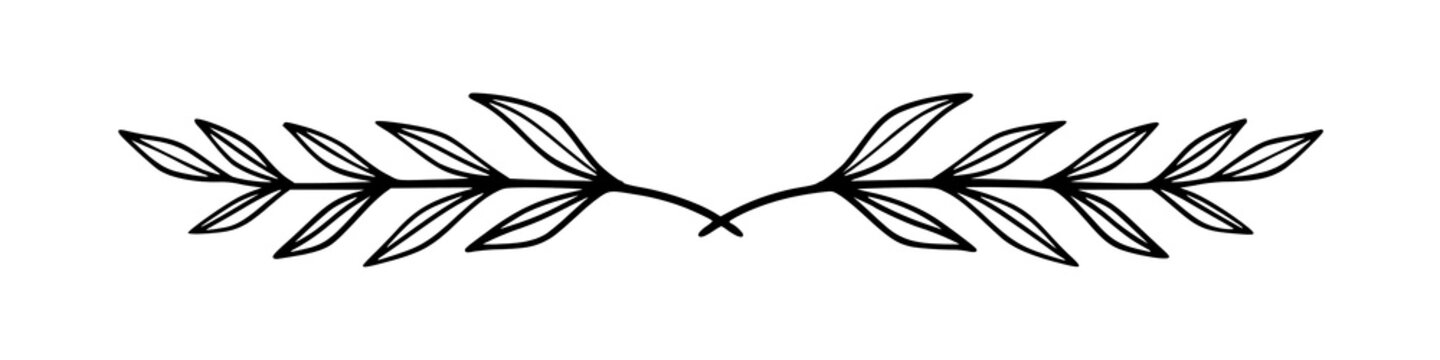 Decorative laurel branch ornament in black outline, elegantly framing a space