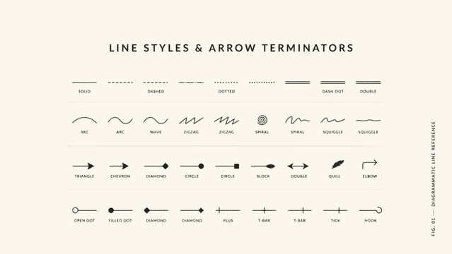 Collection of various line styles and arrow terminators for design projects